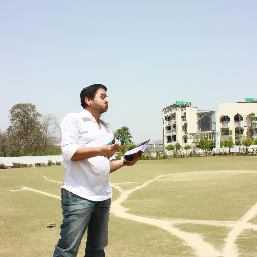 Man choosing cricket field location