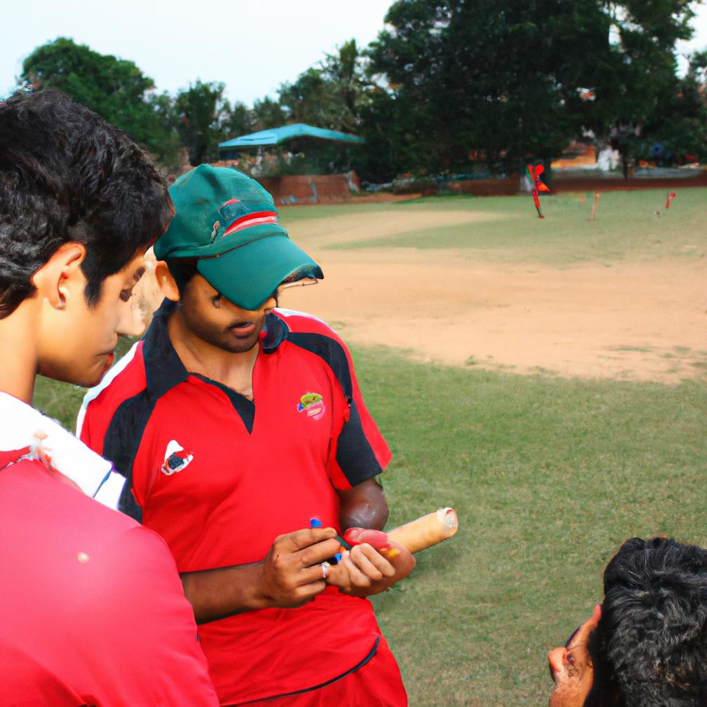 Cricket coach analyzing players' performance