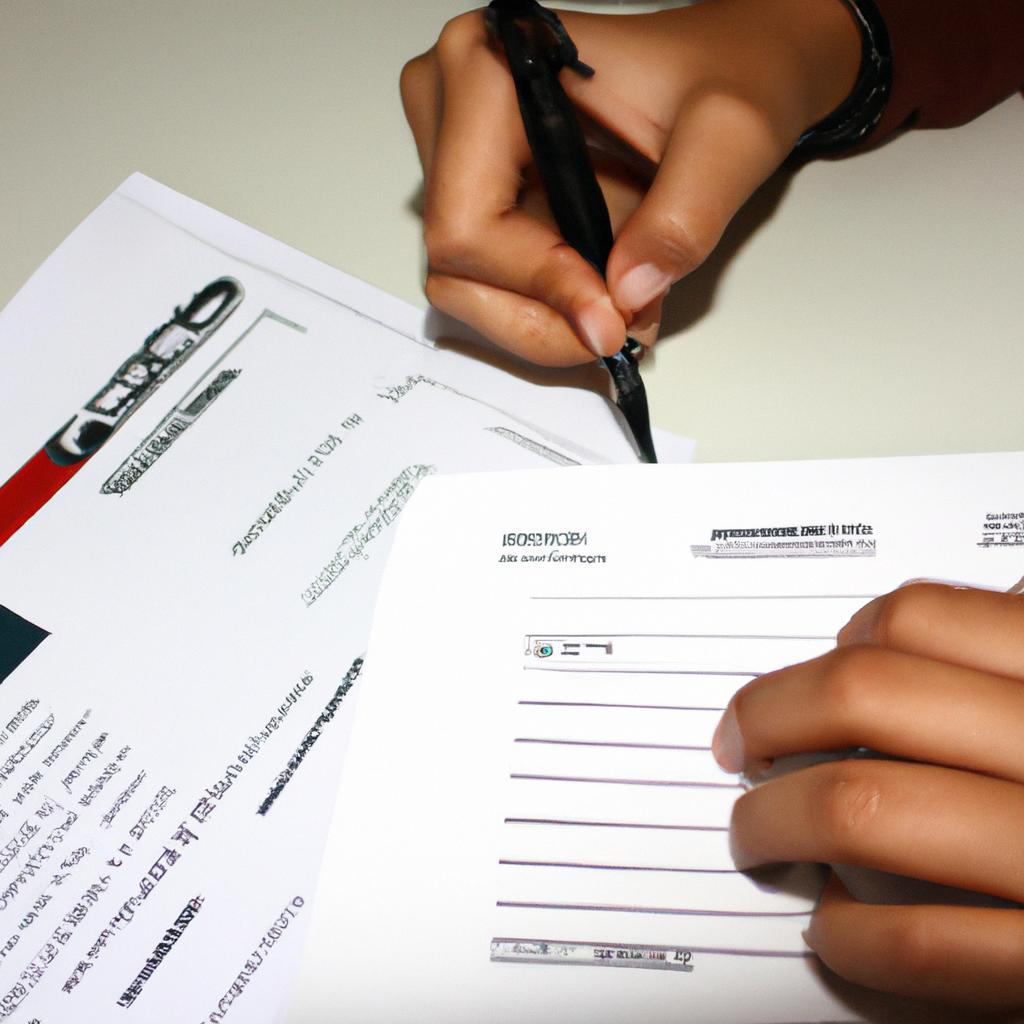 Person filling out membership form
